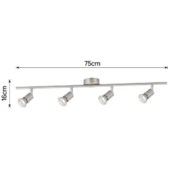 Rochdale 4 Lamp Spotlight Bar - Brushed Stainless Steel -Homebase Sales Store 12813665 1874843086172161