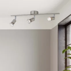 Rochdale 3 Lamp Spotlight Bar - Brushed Stainless Steel -Homebase Sales Store 12815760 1324843350351147