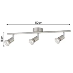 Rochdale 3 Lamp Spotlight Bar - Brushed Stainless Steel -Homebase Sales Store 12815760 3884843350415341