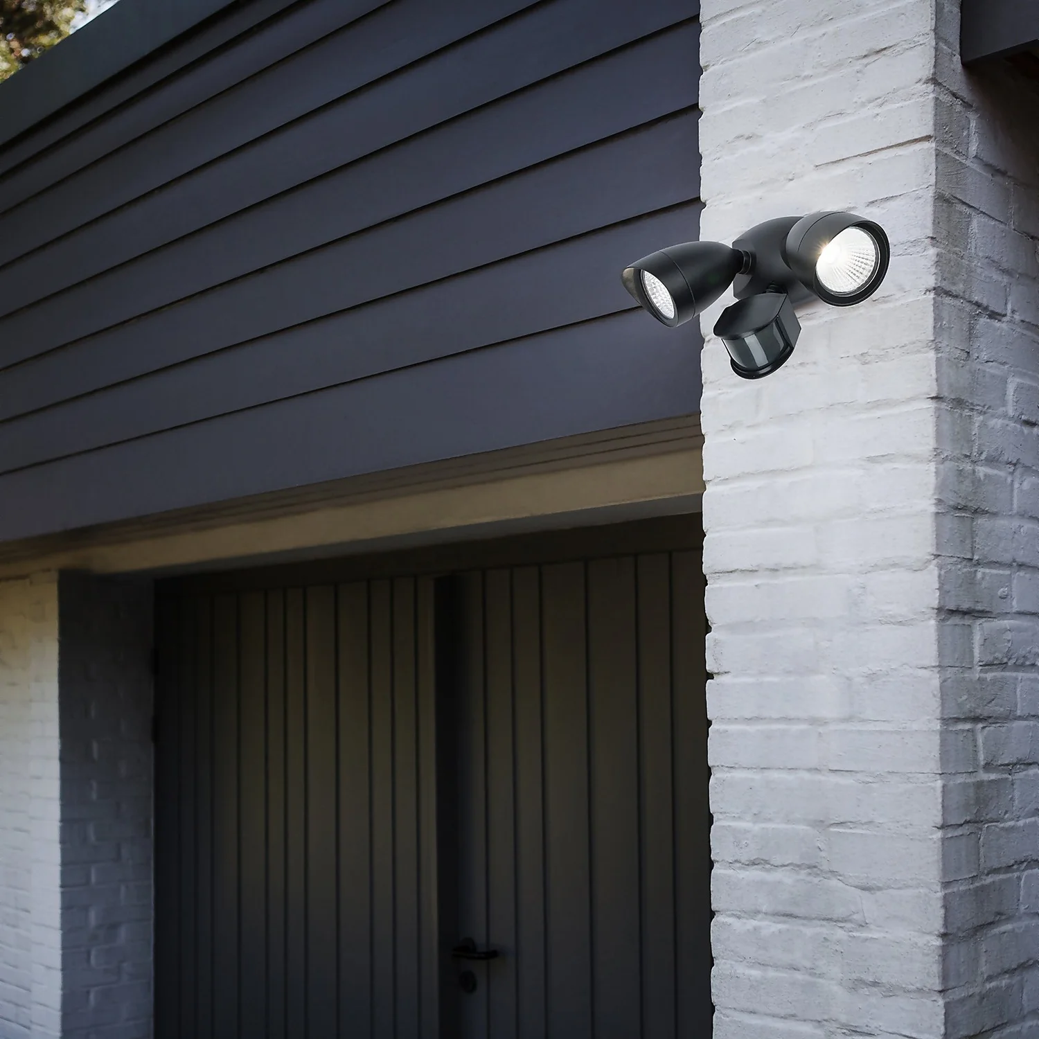 Lutec Shrimp Twin Head LED PIR Outdoor Wall Light - Black Lutec Shrimp Twin Head LED PIR Outdoor Wall Light - Black -Homebase Sales Store 12819180 1644952882750379