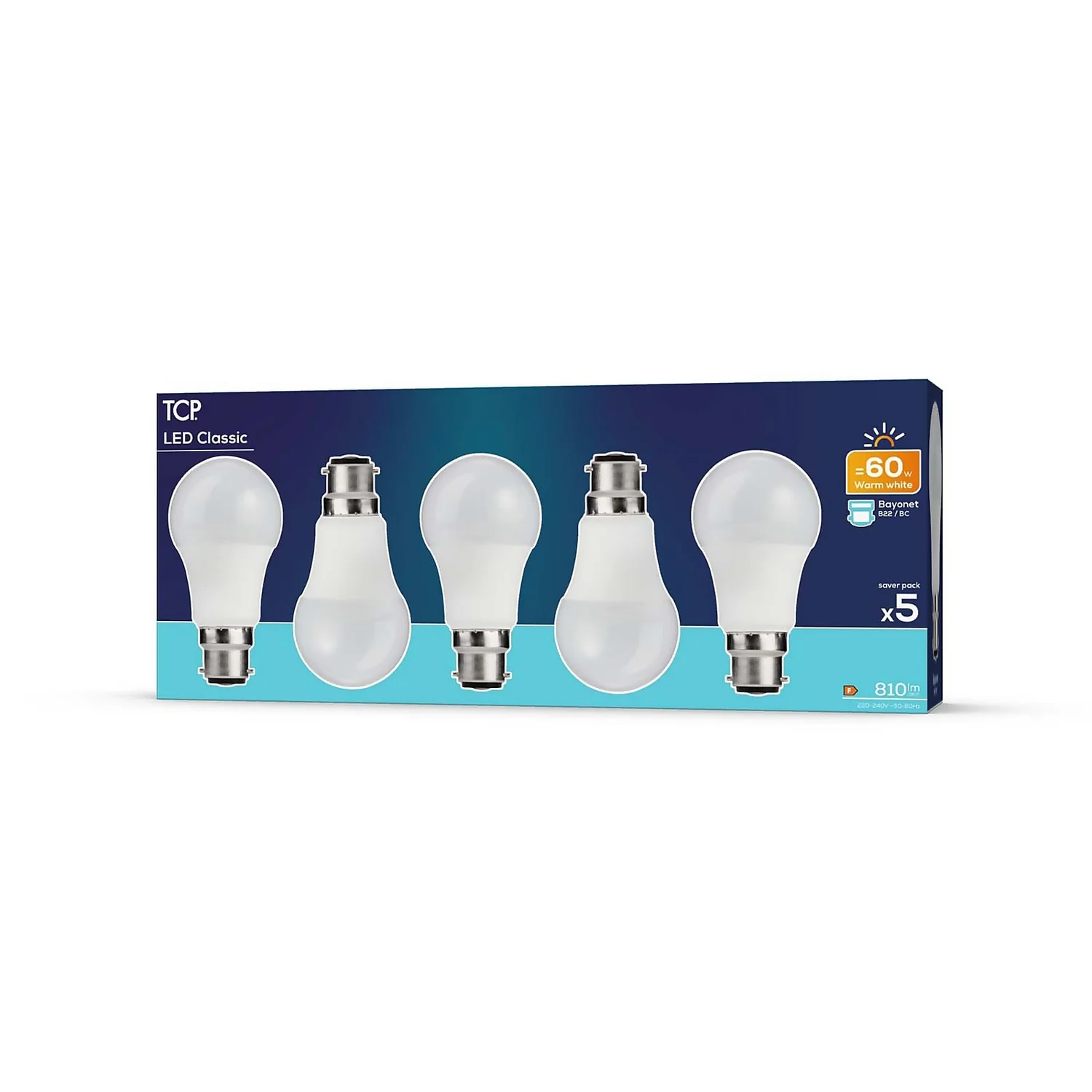TCP LED Classic 60W BC Warm - 5 pack TCP LED Classic 60W BC Warm - 5 Pack -Homebase Sales Store 12824291 1674963829435262