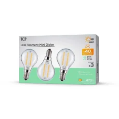 TCP Filament Globe Clear 40W SES Warm Light Bulb -3 Pack -Homebase Sales Store 12824607 7665022111663279