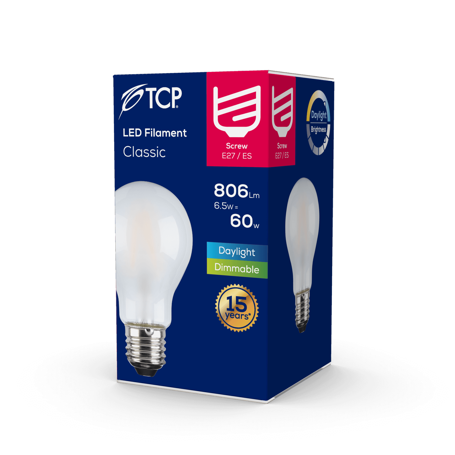 TCP Filament Classic Coat 60W ES Daylight Dimmable Light Bulb TCP Filament Classic Coat 60W ES Daylight Dimmable Light Bulb -Homebase Sales Store 12826494 1054833215778858