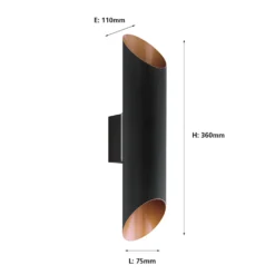 Eglo Agolada Outdoor LED Wall Light - Black & Copper -Homebase Sales Store 12828401 6474832952651243