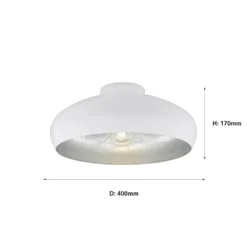 Eglo Mogano Flush Light - White & Silver -Homebase Sales Store 12836720 1464833236022660