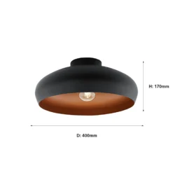 Eglo Mogano Flush Light - Black & Copper -Homebase Sales Store 12836723 1314833235997127