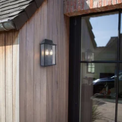 Lutec Holly Outdoor Wall Lantern - Black -Homebase Sales Store 12840506 2834952656948407