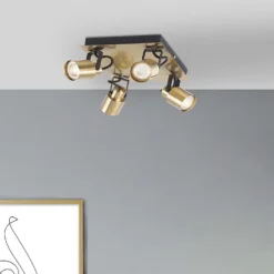 Lucy 4 Lamp Spotlight Bar - Gold & Black -Homebase Sales Store 12882219 1494843518635151