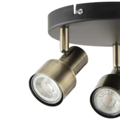 Noah 3 Lamp Spotlight Plate - Black & Antique Brass -Homebase Sales Store 12882222 2044843519113744