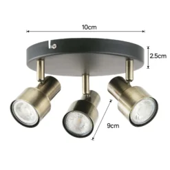 Noah 3 Lamp Spotlight Plate - Black & Antique Brass -Homebase Sales Store 12882222 5454843519127148