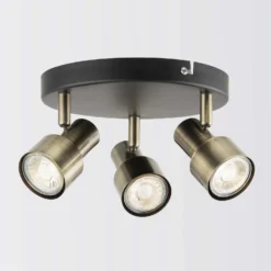 Noah 3 Lamp Spotlight Plate - Black & Antique Brass -Homebase Sales Store 12882222 9364843519083666