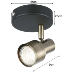 Noah Single Lamp Spotlight - Black & Antique Brass -Homebase Sales Store 12882223 1074843519046109