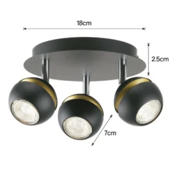 Austin 3 Lamp Spotlight Plate - Black & Gold -Homebase Sales Store 12882230 1284843520225160