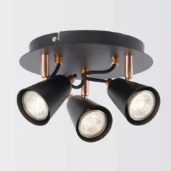 Emma 3 Lamp Spotlight Plate - Black & Copper -Homebase Sales Store 12882237 3454843519363494