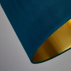 House Beautiful Samet Velvet Drum Shade - Teal - 45cm -Homebase Sales Store 12882896 1814861119886728