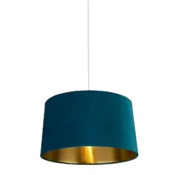 House Beautiful Samet Velvet Drum Shade - Teal - 45cm -Homebase Sales Store 12882896 6234861119834831