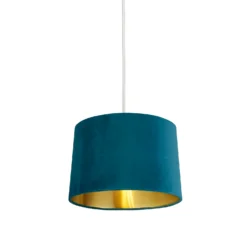 House Beautiful Samet Velvet Drum Shade - Teal - 30cm -Homebase Sales Store 12882899 1724861162153176