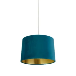 House Beautiful Samet Velvet Drum Shade - Teal - 30cm -Homebase Sales Store 12882899 9514861162190610