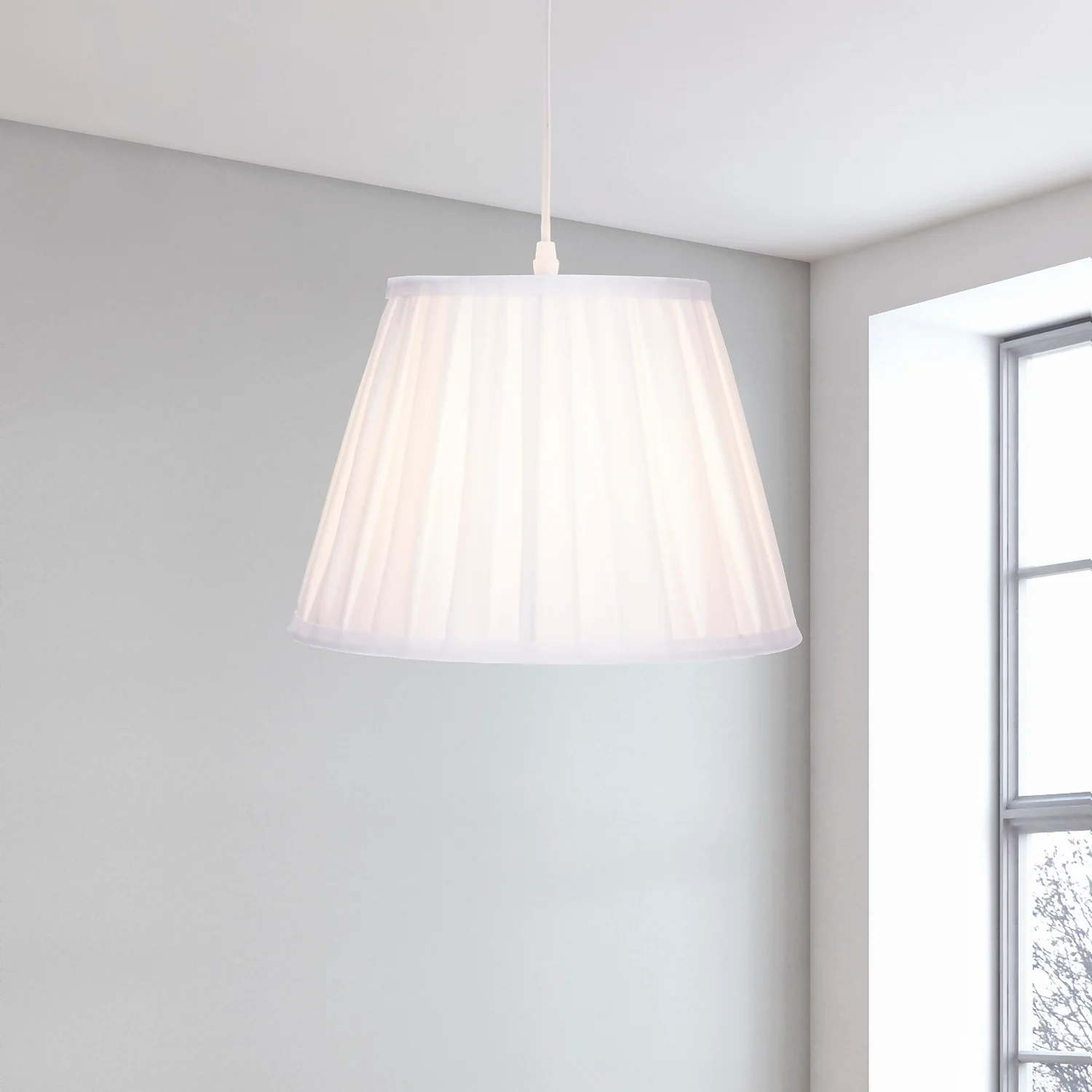 Raye White Pleated Taper Silk Shade - 30cm Raye White Pleated Taper Silk Shade - 30cm -Homebase Sales Store 13139392 2034900556713473