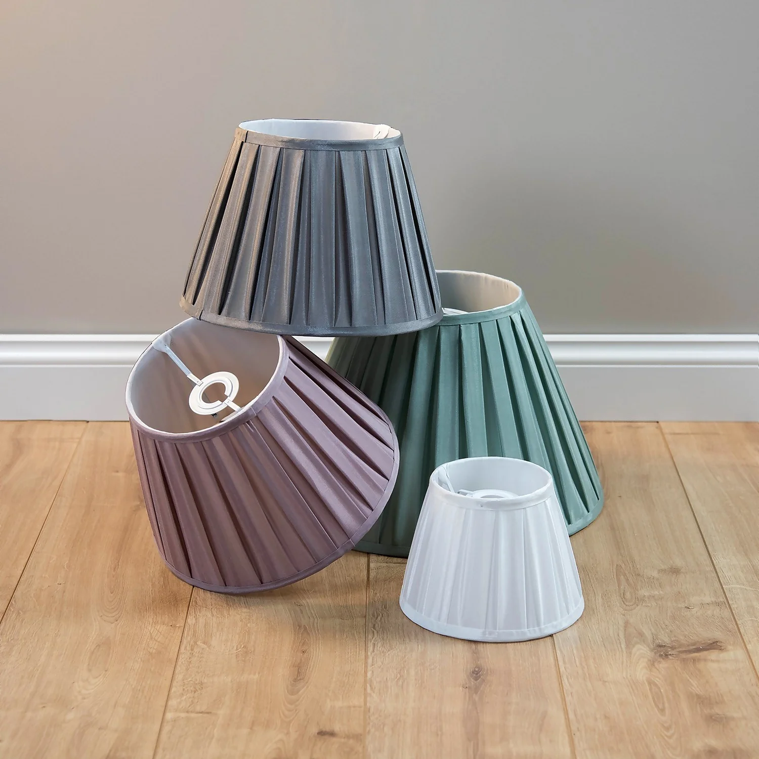 Raye Dove Pleated Taper Silk Shade - 30cm Raye Dove Pleated Taper Silk Shade - 30cm -Homebase Sales Store 13139400 8004944148185045