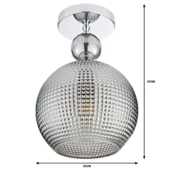 Safi Glass Flush Pendant - Chrome Smoke -Homebase Sales Store 13208300 4934909895138631