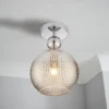 Safi Glass Flush Pendant - Chrome Smoke -Homebase Sales Store 13208300 7964896912950154
