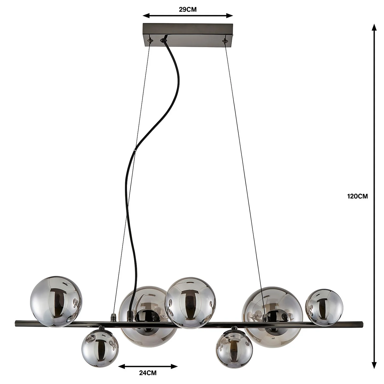 Orb II 7 Light Diner Pendant - Black Chrome Smoke Orb II 7 Light Diner Pendant - Black Chrome Smoke -Homebase Sales Store 13208306 1534909895072433