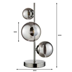Orb II 3 Light Table Lamp - Black Chrome Smoke -Homebase Sales Store 13208307 9934909895121621