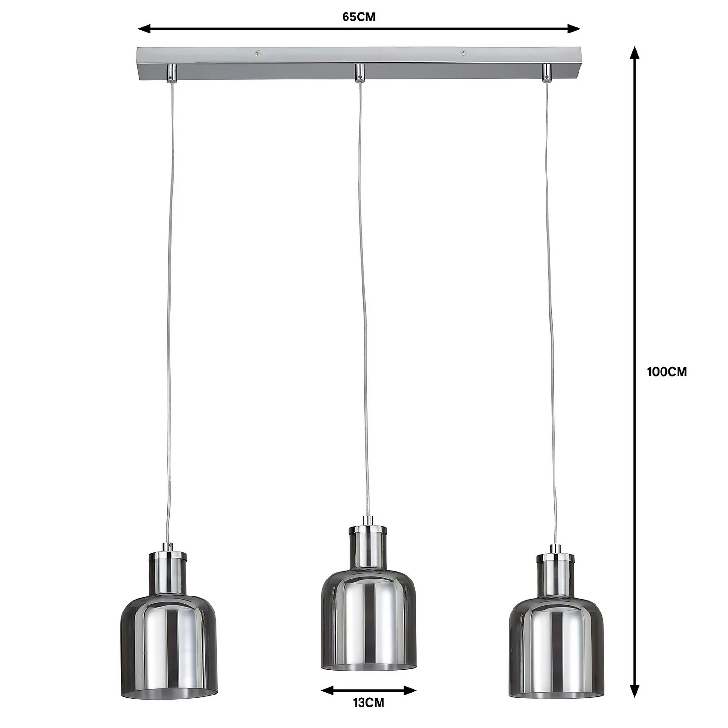 Jinx 3 Light Diner Pendant - Smoked Glass Jinx 3 Light Diner Pendant - Smoked Glass -Homebase Sales Store 13208311 1304909895171943