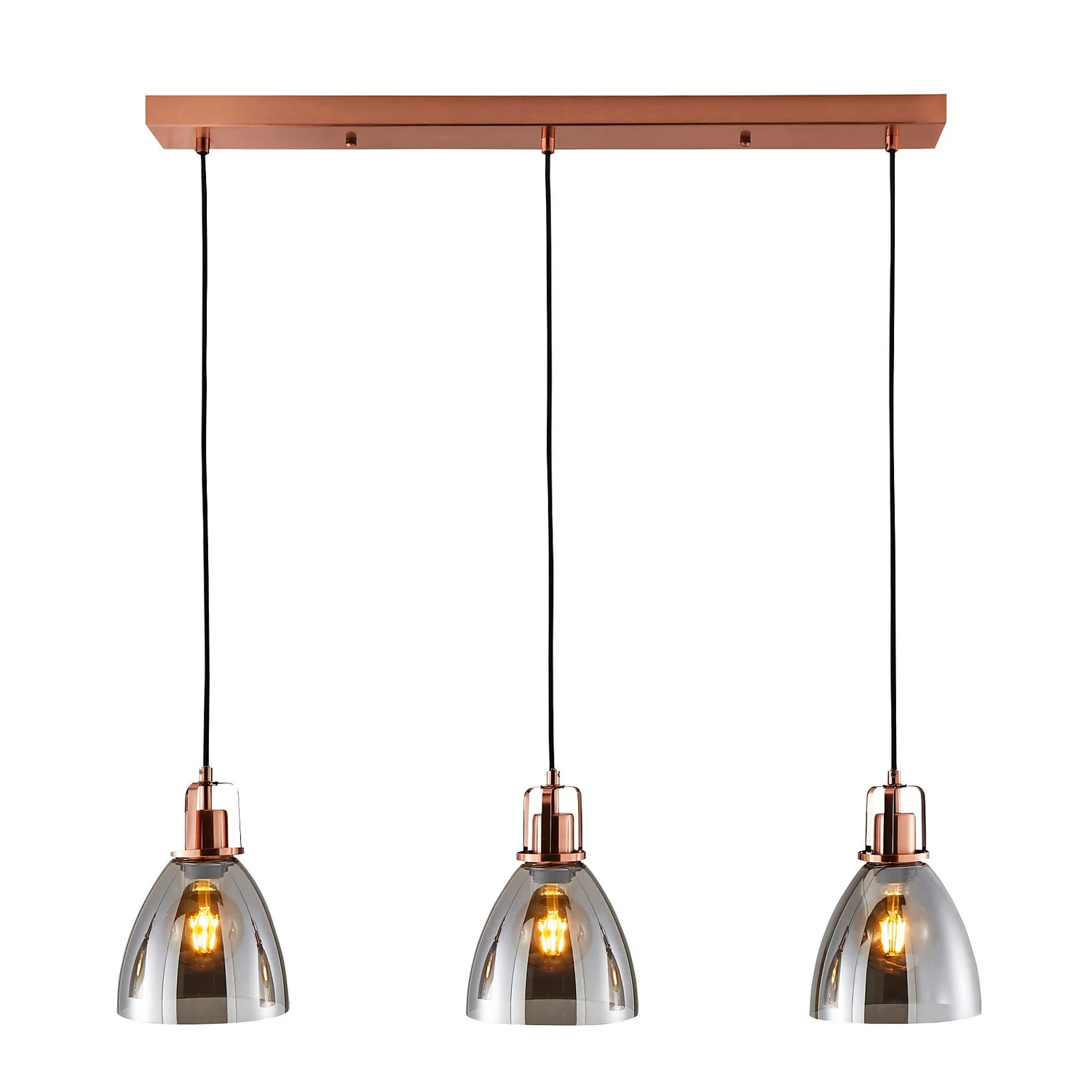 Decan 3 Light Diner Pendant - Smoke & Copper Decan 3 Light Diner Pendant - Smoke & Copper -Homebase Sales Store 13208313 1274896913125921