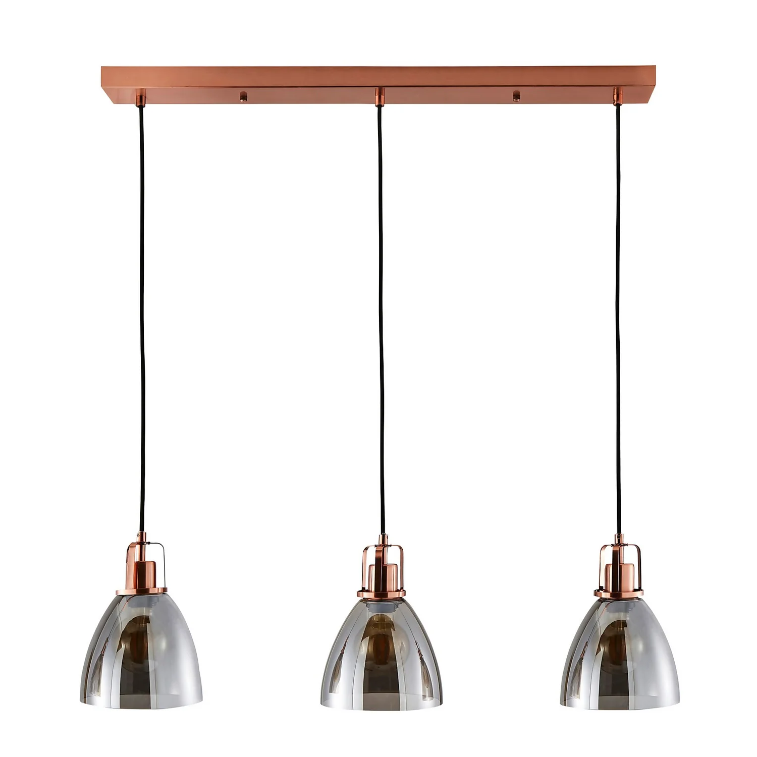 Decan 3 Light Diner Pendant - Smoke & Copper Decan 3 Light Diner Pendant - Smoke & Copper -Homebase Sales Store 13208313 8374896913229703