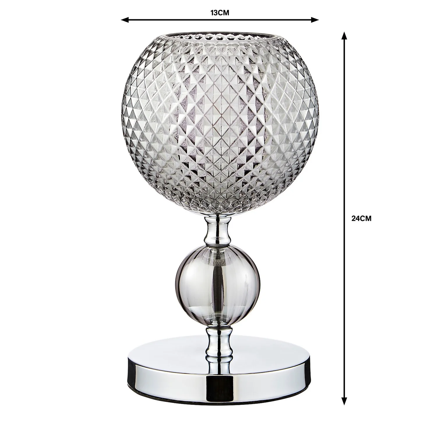 Safi Glass Table Lamp - Chrome Smoke Safi Glass Table Lamp - Chrome Smoke -Homebase Sales Store 13208315 1104909895139363