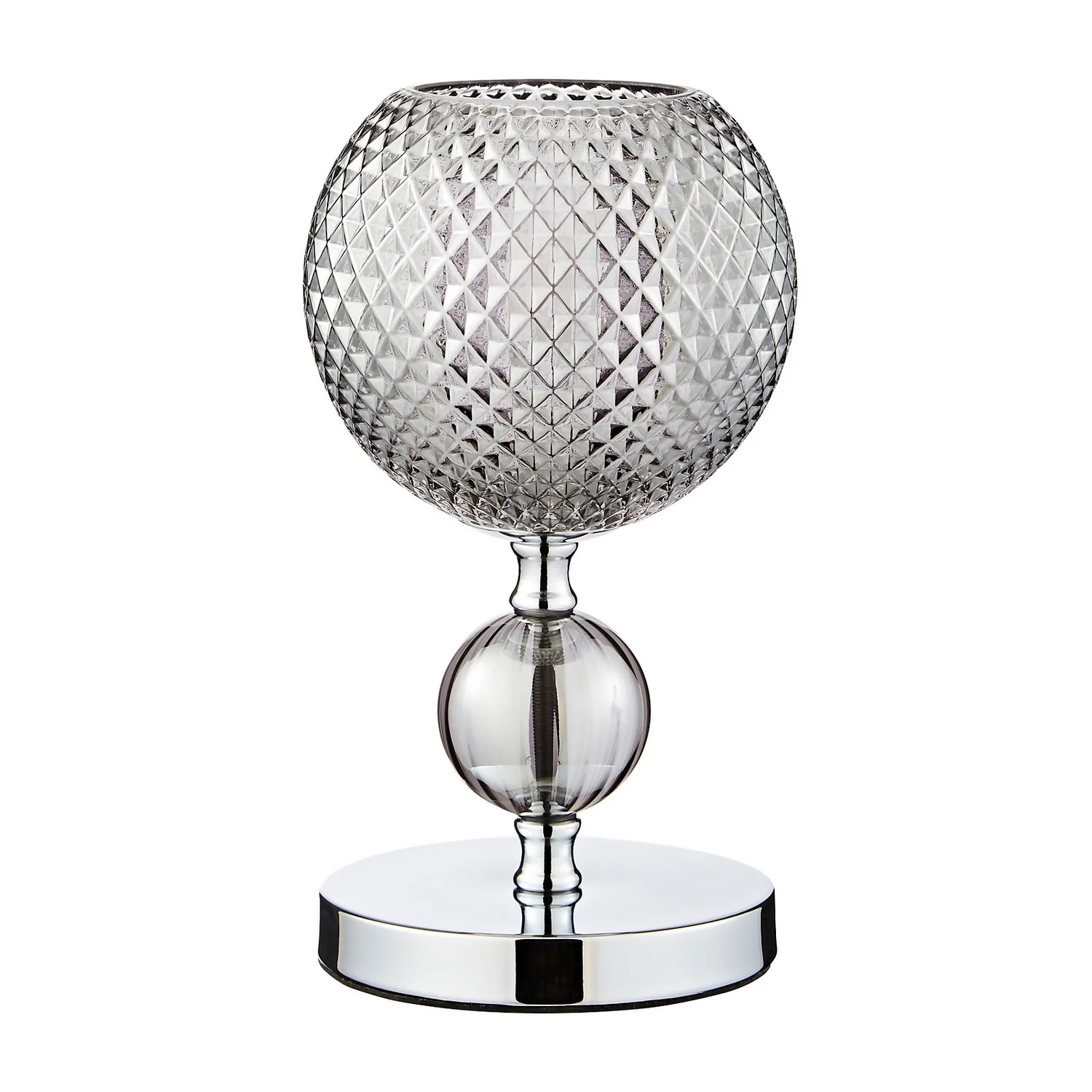 Safi Glass Table Lamp - Chrome Smoke Safi Glass Table Lamp - Chrome Smoke -Homebase Sales Store 13208315 1234896913019289