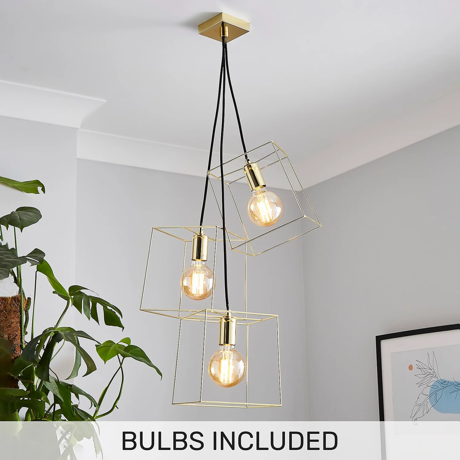 Edge 3 Light Cluster Pendant - Polished Brass Edge 3 Light Cluster Pendant - Polished Brass -Homebase Sales Store 13208317 1675021602876068