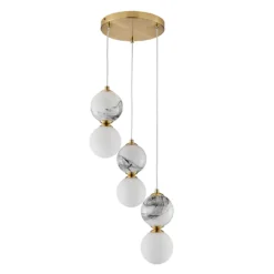 House Beautiful Delta 3 Light Marble Cluster - Brass & Opal -Homebase Sales Store 13208321 6314927241755332