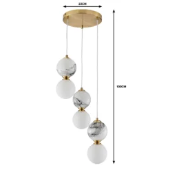 House Beautiful Delta 3 Light Marble Cluster - Brass & Opal -Homebase Sales Store 13208321 7294927241796360