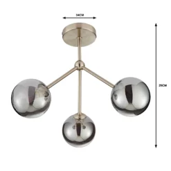 Orb 3 Light Semi Flush Pendant - Nickel Smoke -Homebase Sales Store 13208326 9194909895332005