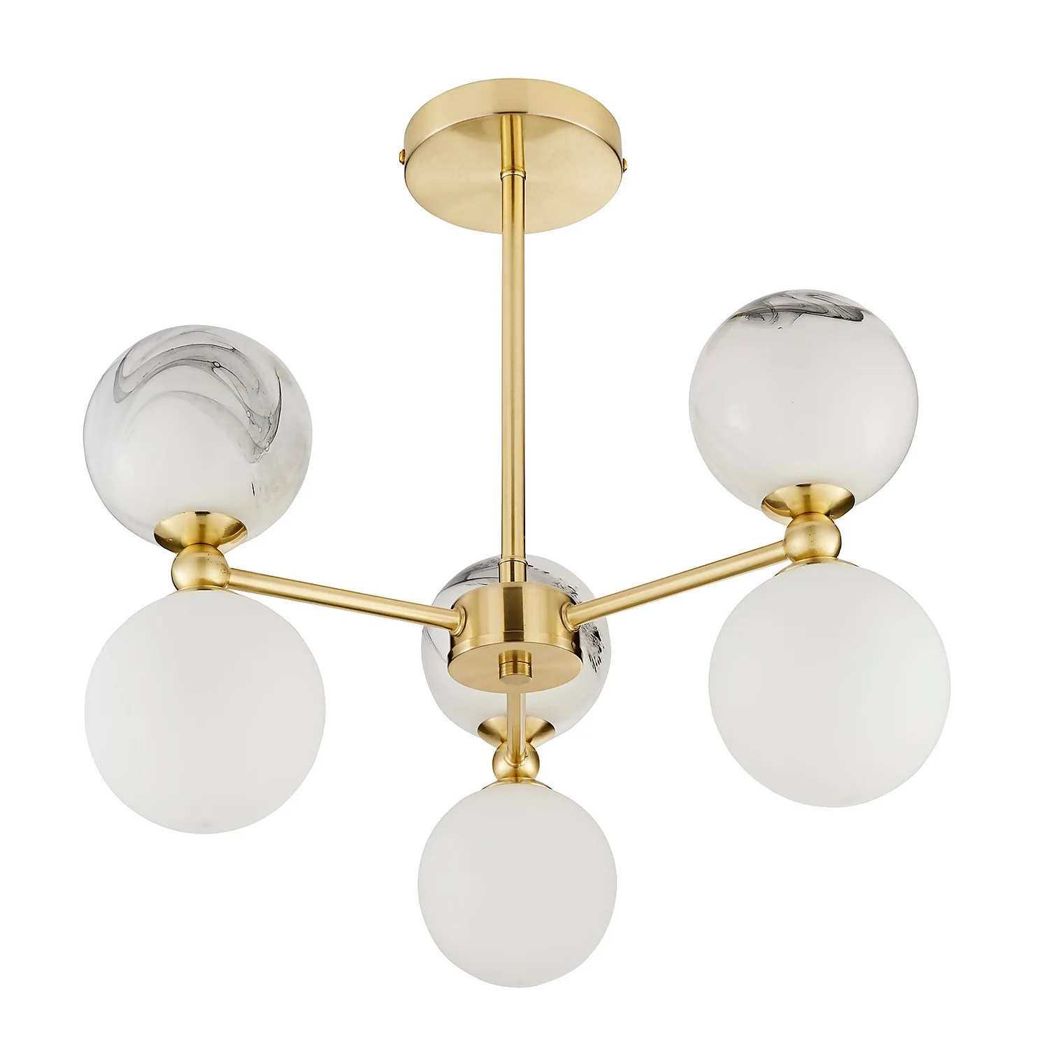 House Beautiful Delta 3 Light Marble Pendant - Brass & Opal House Beautiful Delta 3 Light Marble Pendant - Brass & Opal -Homebase Sales Store 13208336 1724927241719407