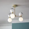 House Beautiful Delta 3 Light Marble Pendant - Brass & Opal -Homebase Sales Store 13208336 5354927241699904