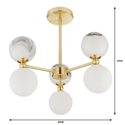 House Beautiful Delta 3 Light Marble Pendant - Brass & Opal 6 House Beautiful Delta 3 Light Marble Pendant - Brass & Opal -Homebase Sales Store 13208336 5664927241764158