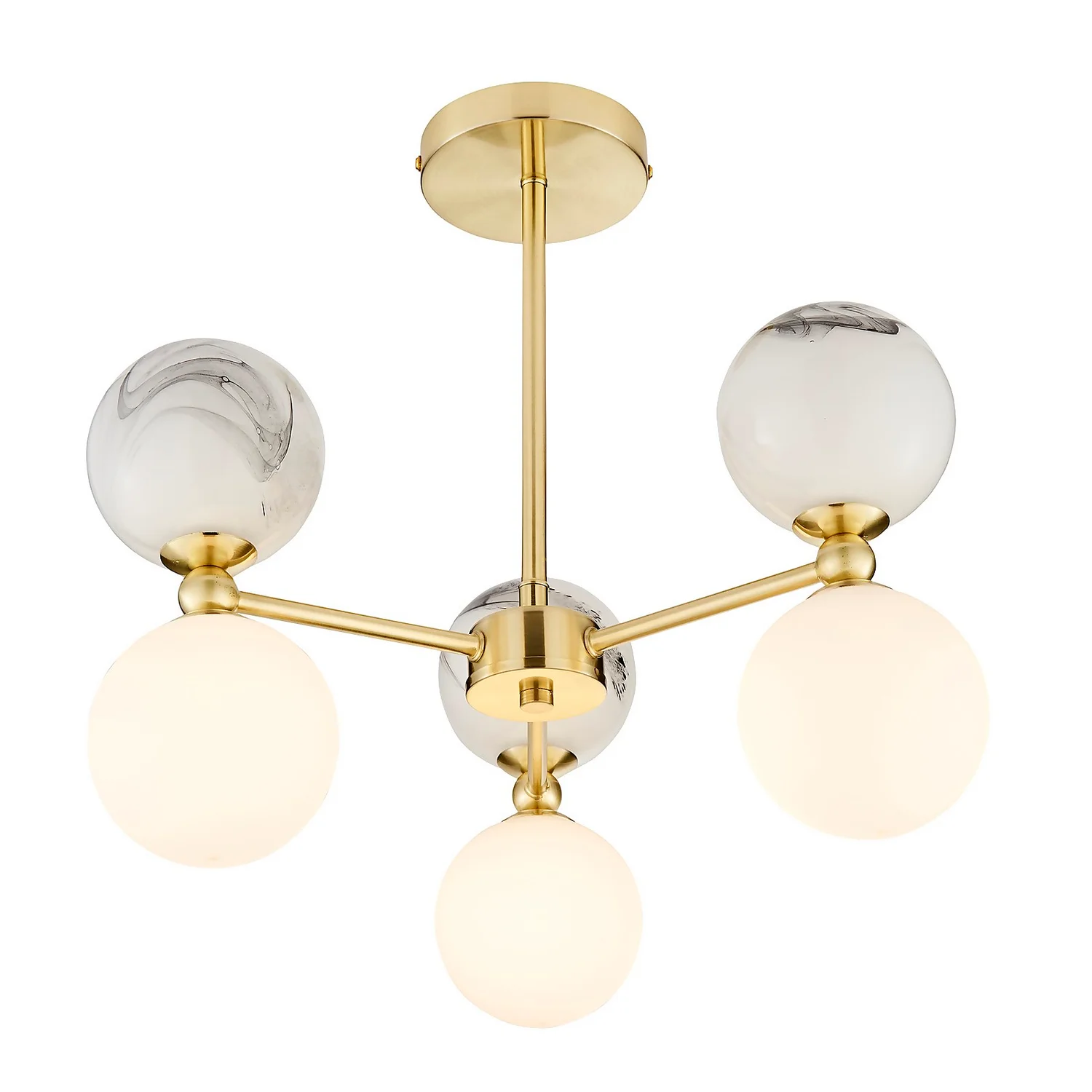 House Beautiful Delta 3 Light Marble Pendant - Brass & Opal House Beautiful Delta 3 Light Marble Pendant - Brass & Opal -Homebase Sales Store 13208336 8904927241669745