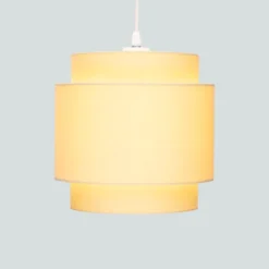 Finn Tier Drum Lemon Linen Shade - 25cm -Homebase Sales Store 13222470 1064901095631133