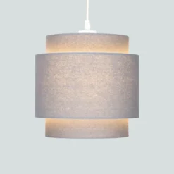 Finn Tier Drum Flint Linen Shade - 25cm -Homebase Sales Store 13222475 1794901095630059