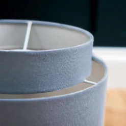 Finn Tier Drum Sky Blue Linen Shade - 25cm -Homebase Sales Store 13222480 1104944148435191