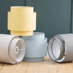 Finn Tier Drum Sky Blue Linen Shade - 25cm -Homebase Sales Store 13222480 1764944148477011