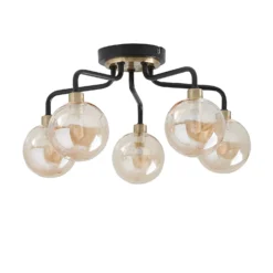 Shoreditch Five Light Semi Flush Ceiling Light - Champagne & Brass -Homebase Sales Store 13453782 8974915324116600