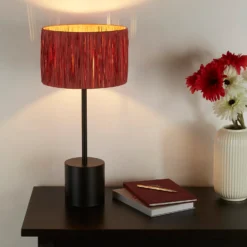 Raffia Table Lamp - Pink & Black 7 Raffia Table Lamp - Pink & Black -Homebase Sales Store 13525822 6394956834877017