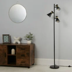 Balham 3 Light Floor Lamp - Black & Brass -Homebase Sales Store 13525828 1185042072854014