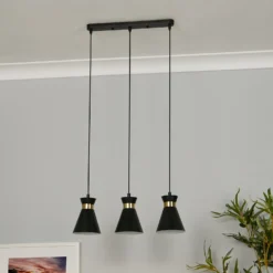 Balham 3 Light Diner Bar Light - Black & Brass -Homebase Sales Store 13528465 5015042091487986
