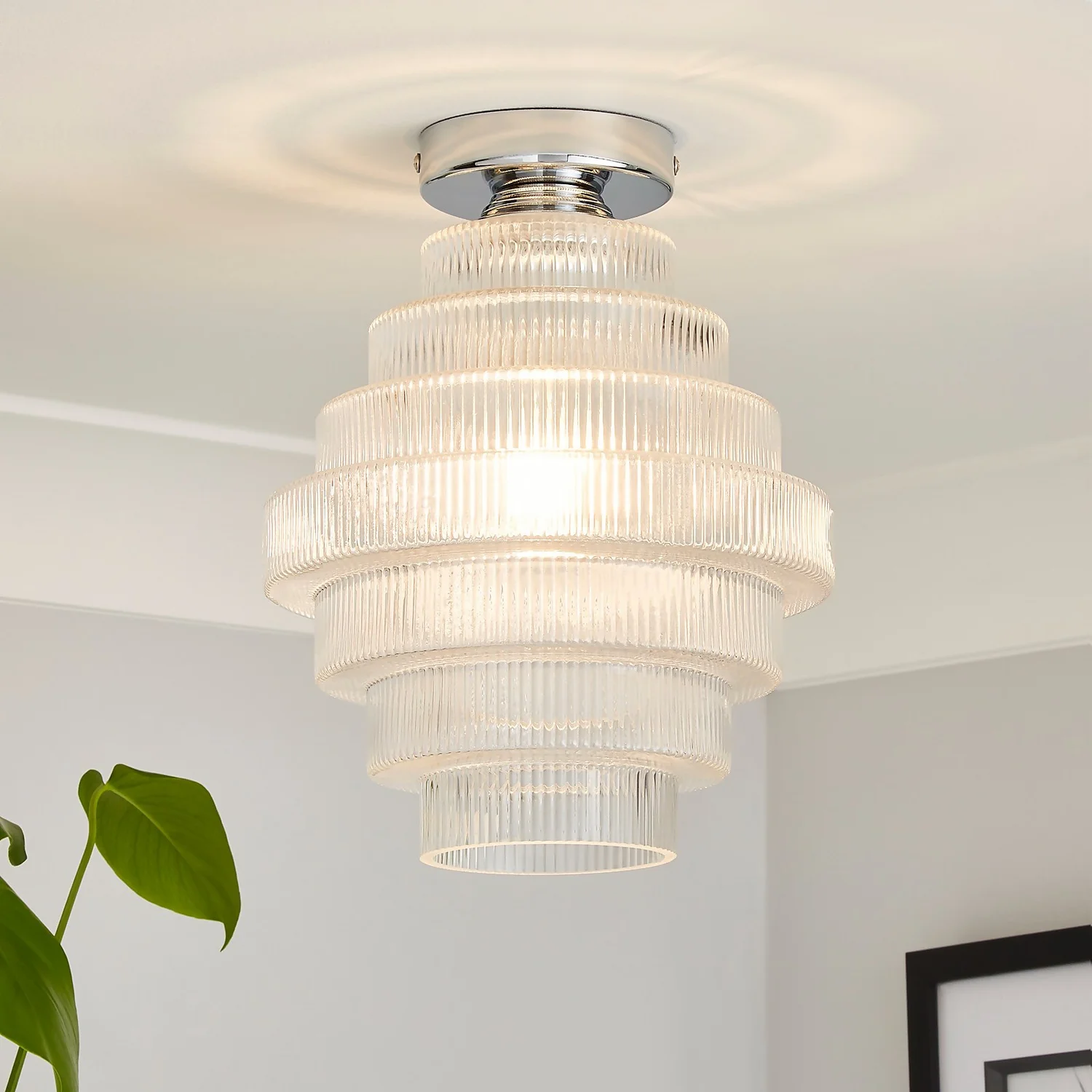Monet Tiered Glass Flush Ceiling Light Monet Tiered Glass Flush Ceiling Light -Homebase Sales Store 13529628 1834945395733446